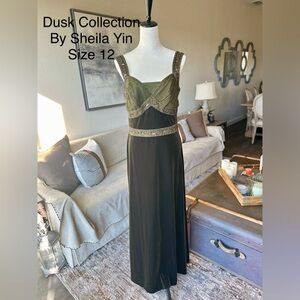 Vintage green evening gown - unique and gorgeous!